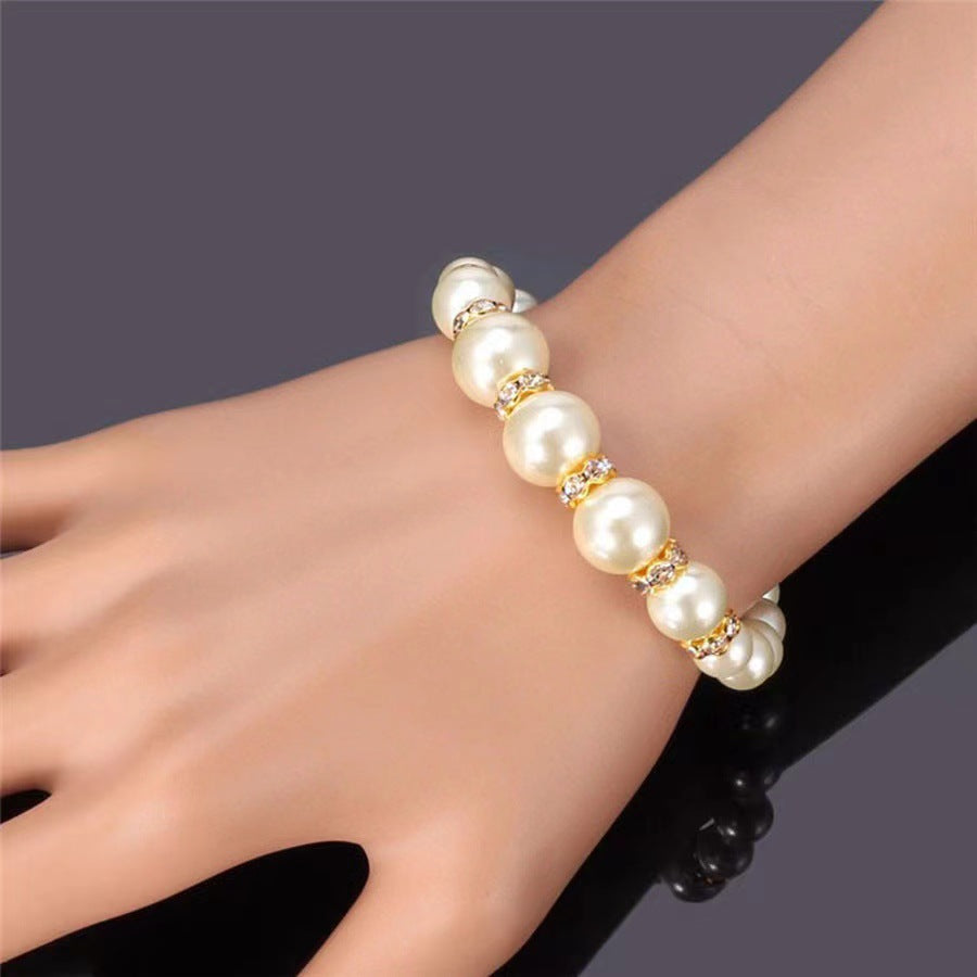 Imitation Pearl Set Three-piece Bride Of Rings