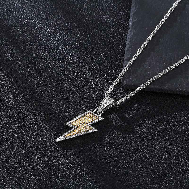 Hop Diamond Lightning Cool Titanium Steel Long Necklaces