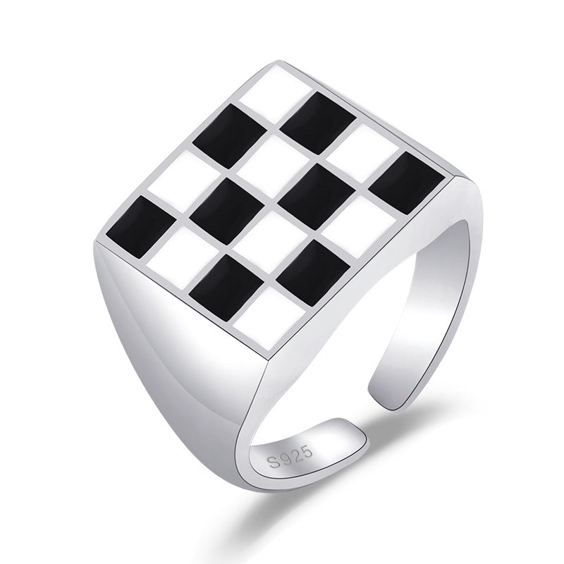 Personality Affordable Luxury Design Plaid High-grade Cold Rings