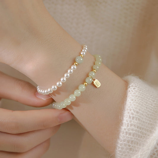 Sier Pearl Female Niche Natural Jade Bracelets