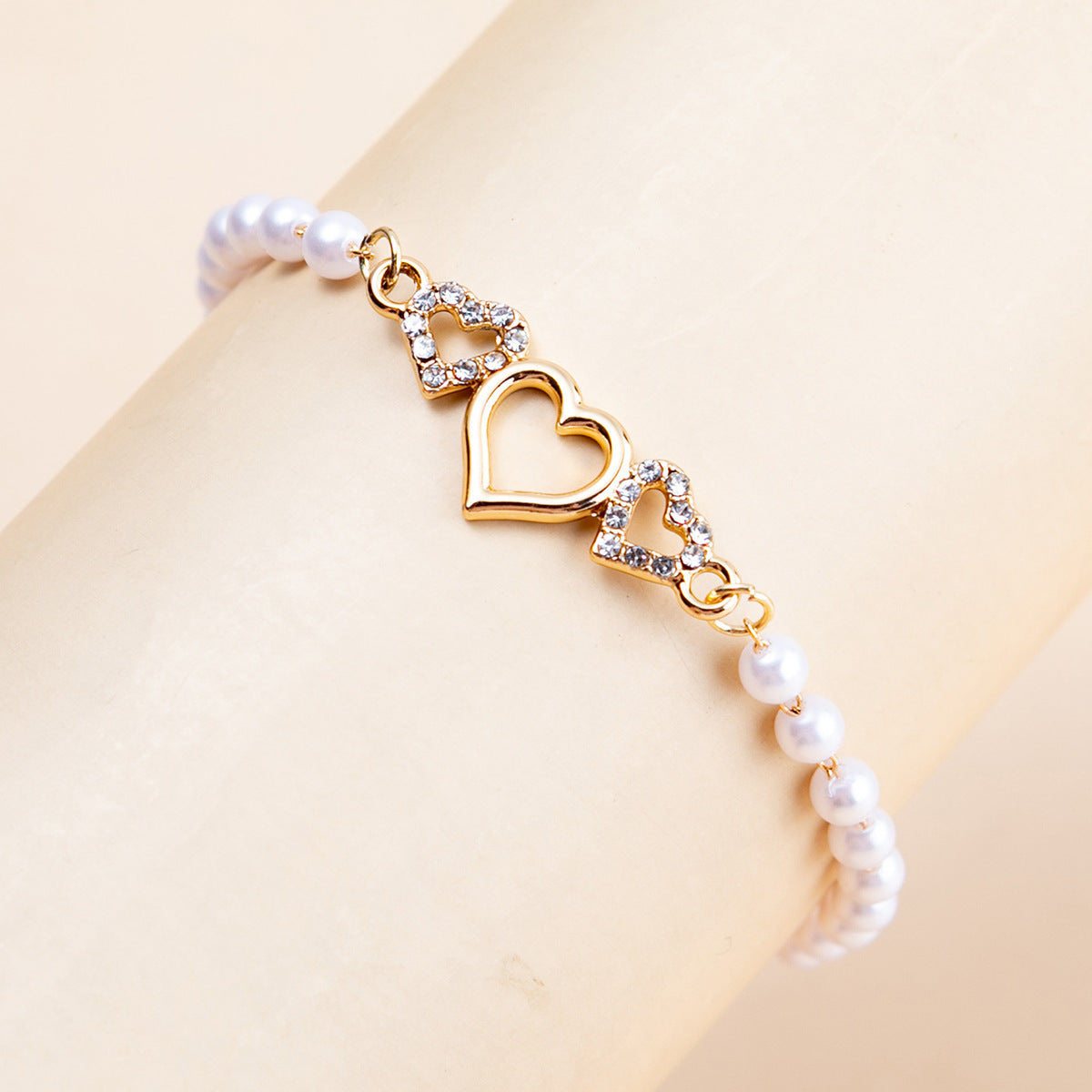 Fashion Elegant Metal Love Pearl Refined Bracelets