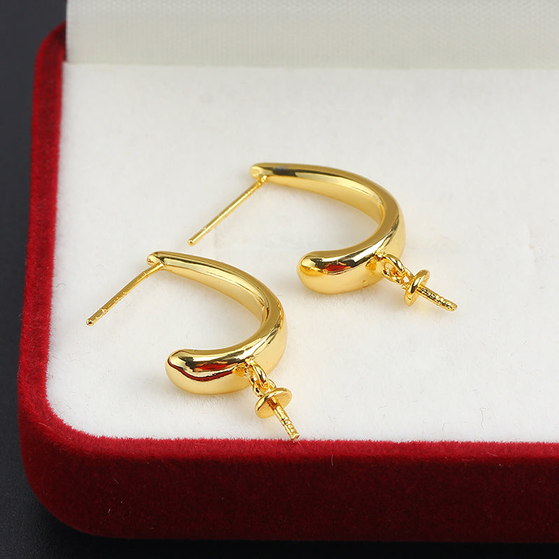 Women's Simple Glossy Pearl Gilded Eardrop Frame Earrings