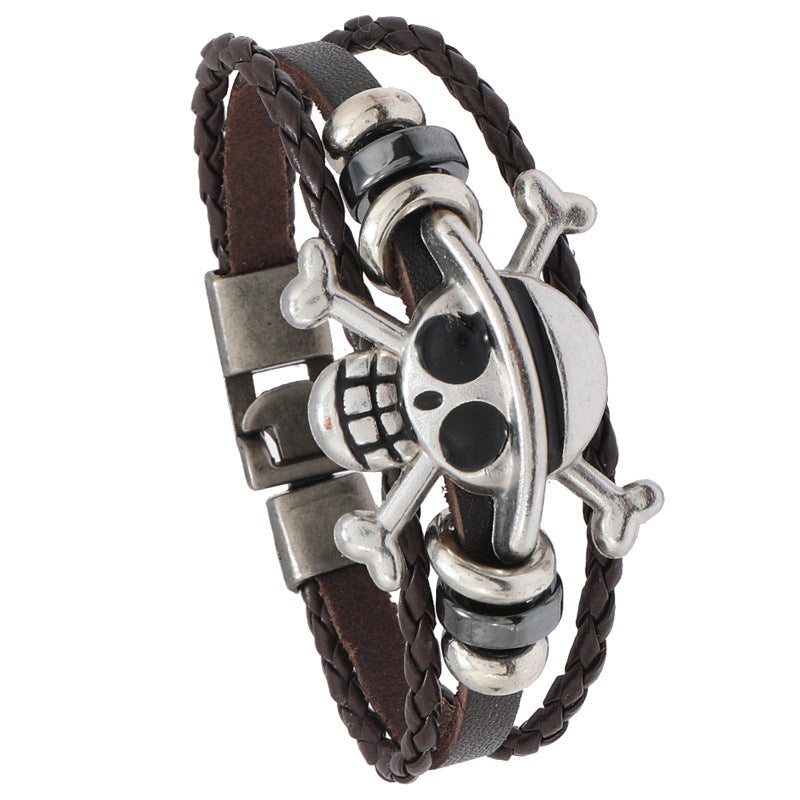 Minimalist Creative Alloy Skull Leather Personality Bracelets