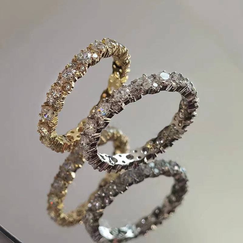 Full Rhinestone Zircon Single Row Index Rings