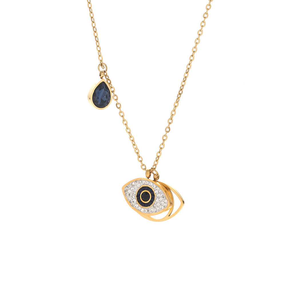 Titanium Steel Devil's Eye Rose Gold Necklaces