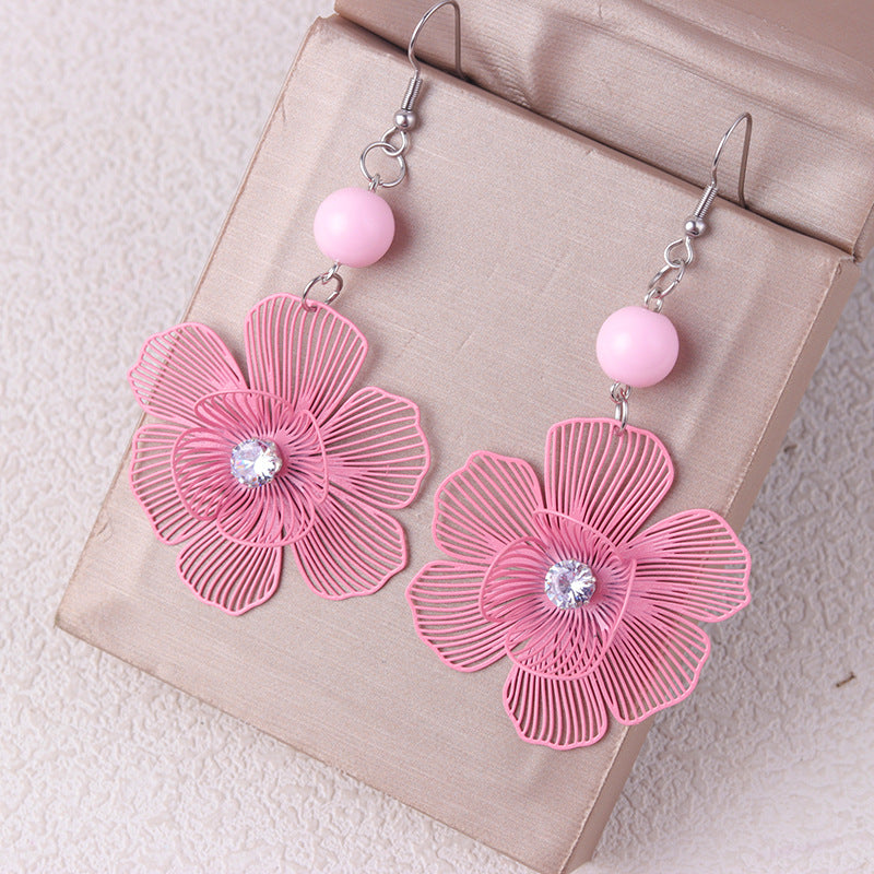 Women's Color Petal Metal Fashion Vacation Style Personalized Earrings