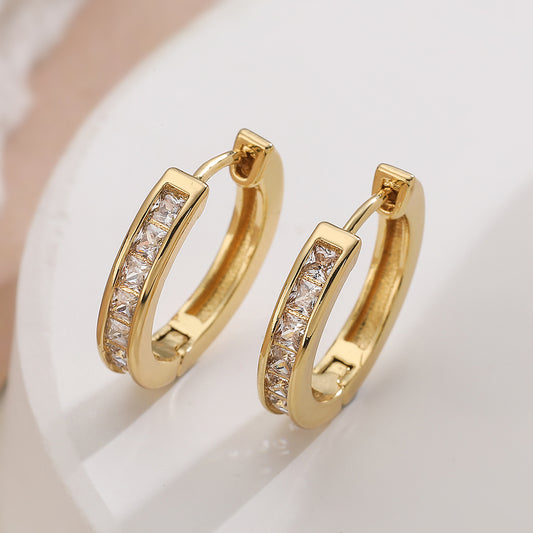 Women's Simple Real Gold Electroplated Copper Inlaid Zircon Rings