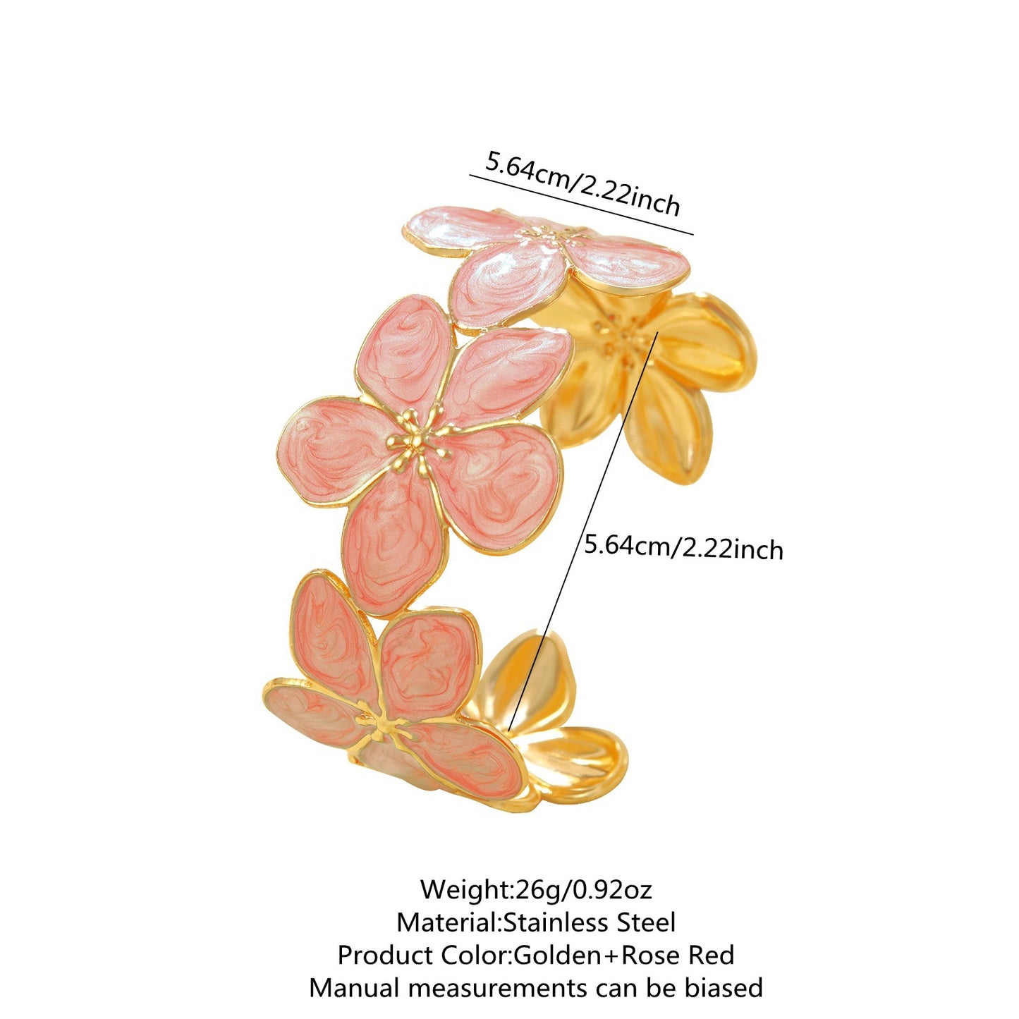 Steel Oil Dripping Cherry Special Interest Light Luxury Flowers Openings Bracelet