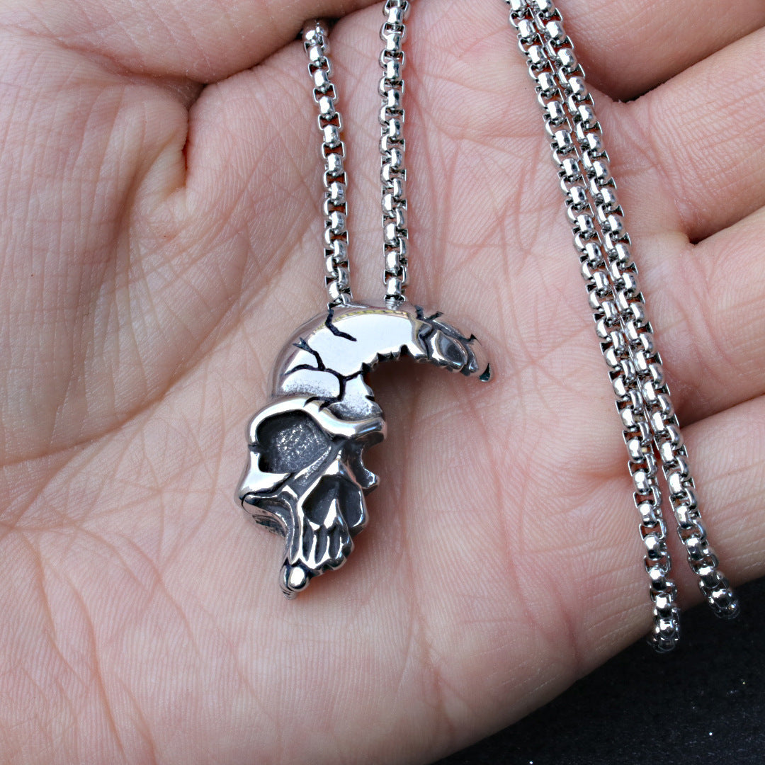 Men's Skull Titanium Steel Personality Half Face Necklaces