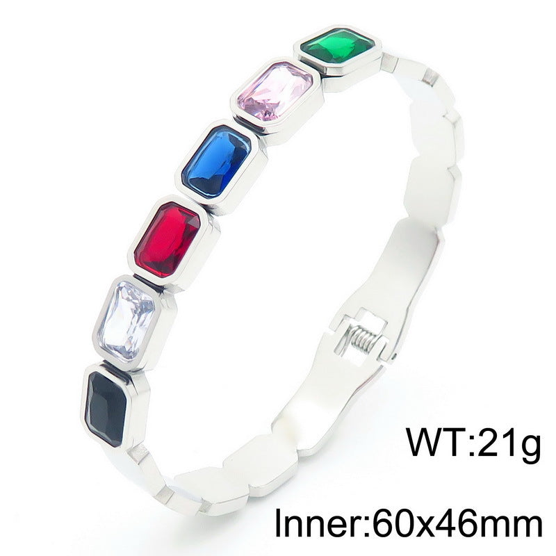Colorful Zircon Stainless Steel High-grade Retro Bracelets