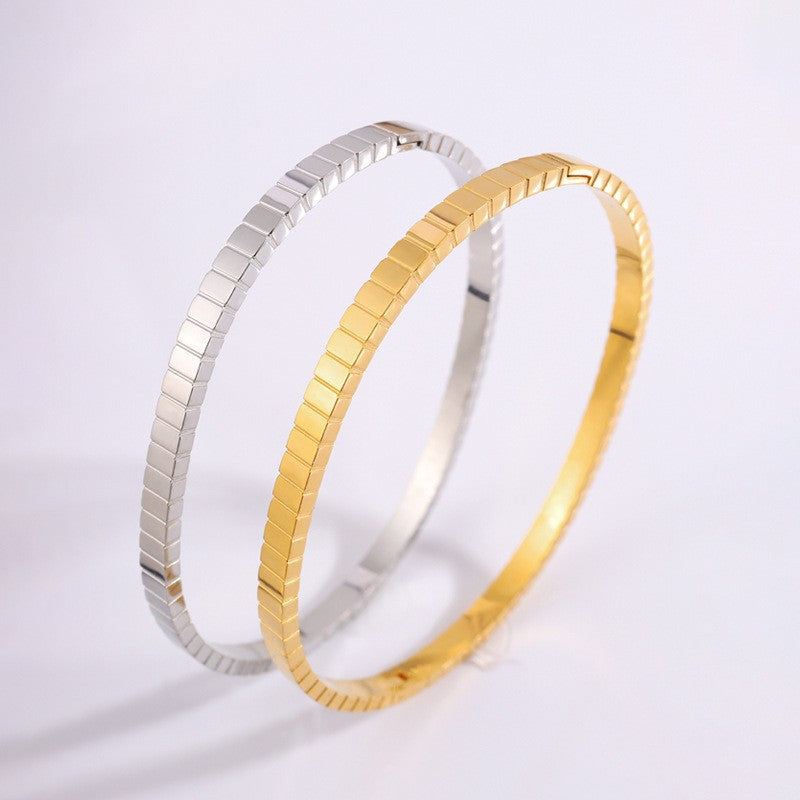 Titanium Steel Square Striped Stainless High-grade Simple Bracelet