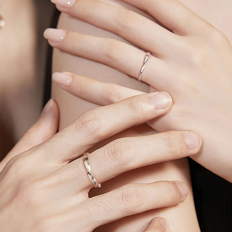 Women's & Men's Couple Open Simple Design Niche Valentine's Rings
