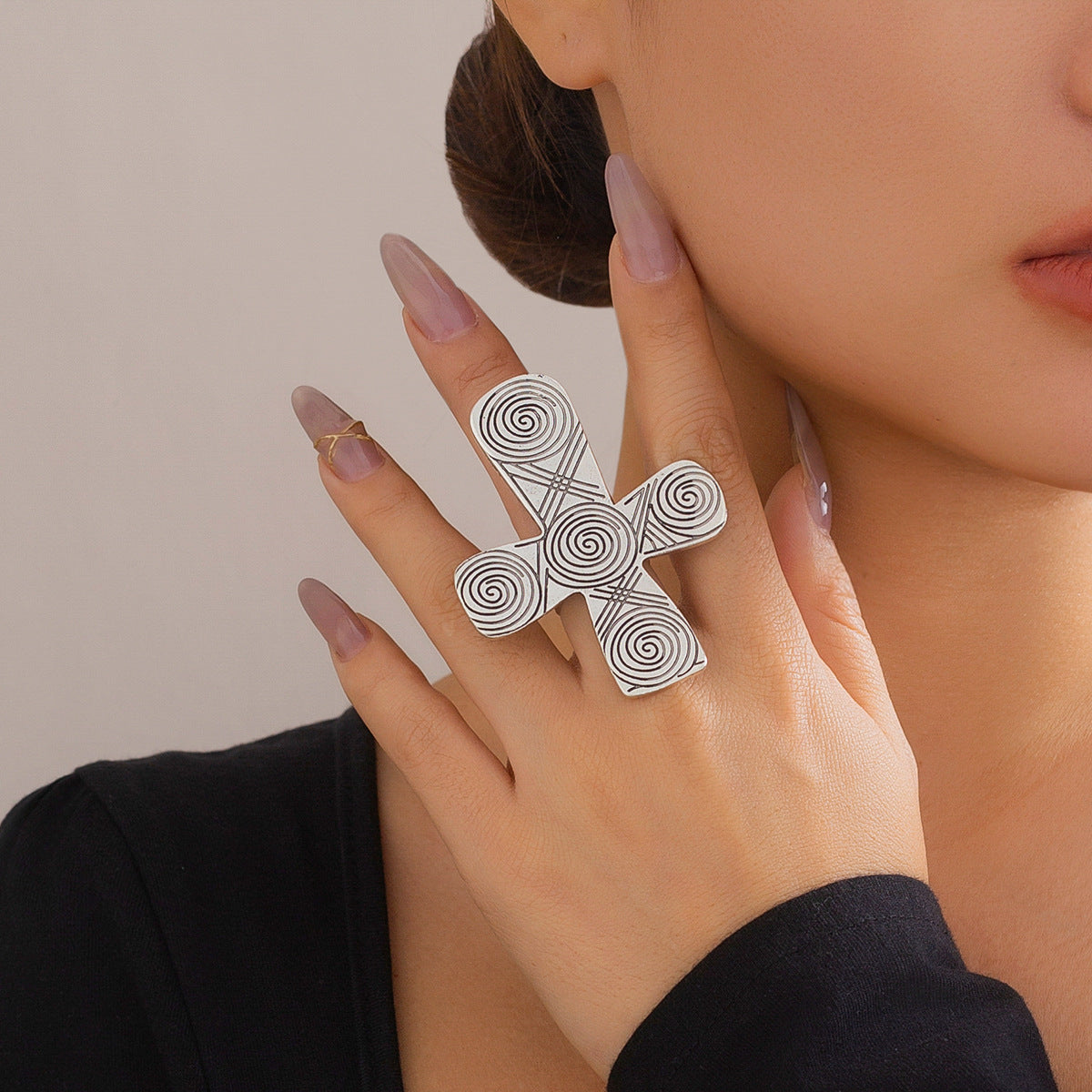 Exaggerated Sweet Cool Style Metal Big Love Rings