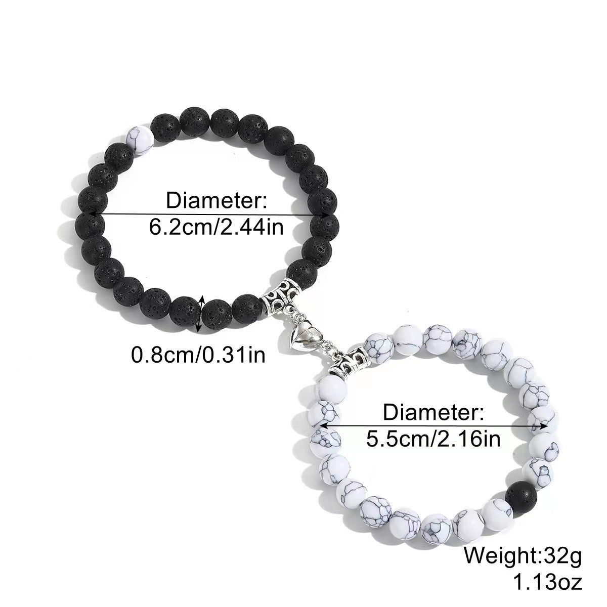 Day Turquoise Couple Love Magnetic Buckle Bracelets