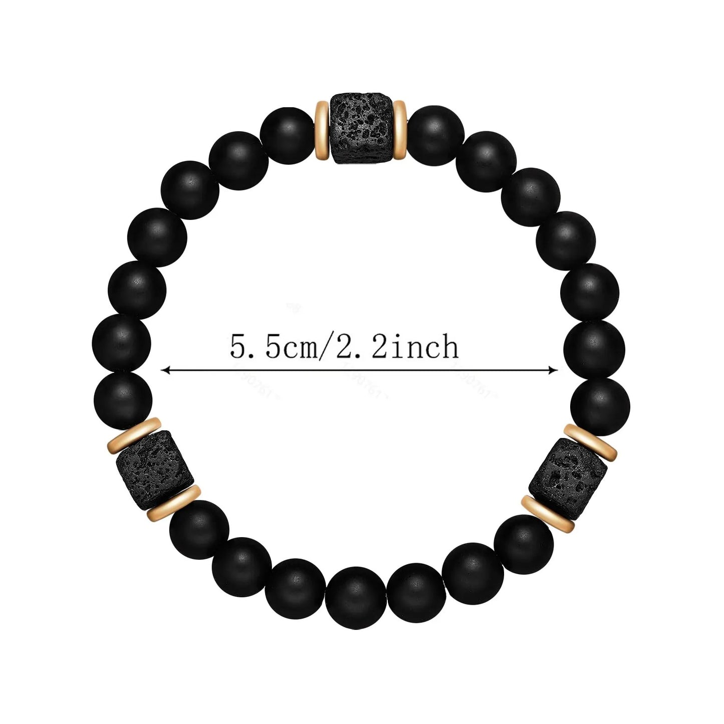 Men's Obsidian Volcanic Rock Beads Couple String Bracelets