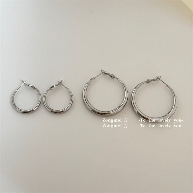 Women's Cold Style Simple Retro Circle Sier Needle Niche Earrings