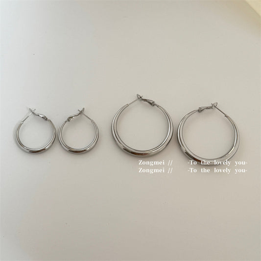 Women's Cold Style Simple Retro Circle Sier Needle Niche Earrings