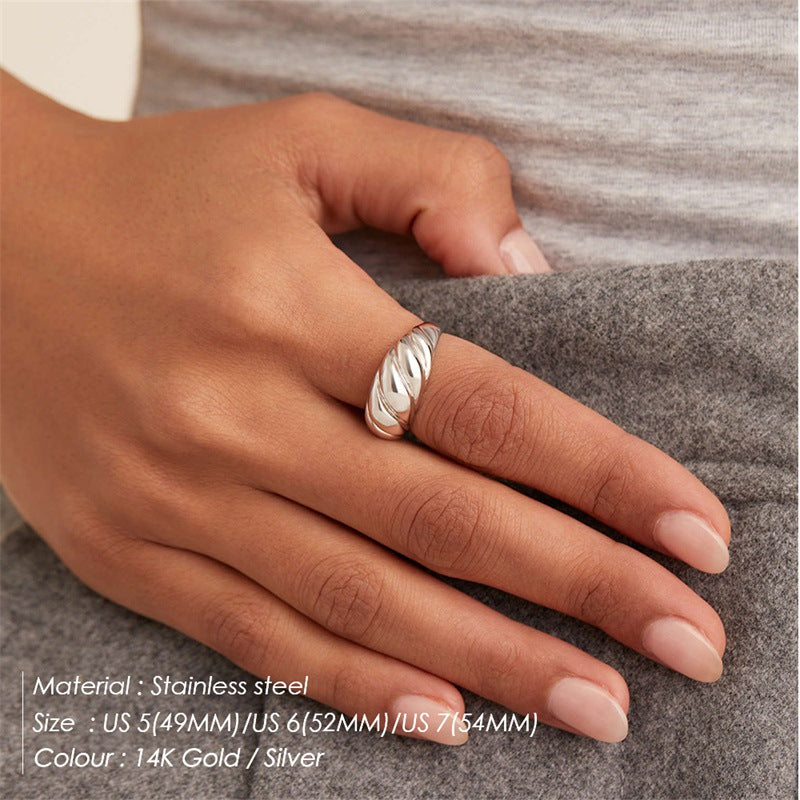 Stainless Steel Gold-plated Couple Index Finger Niche Rings