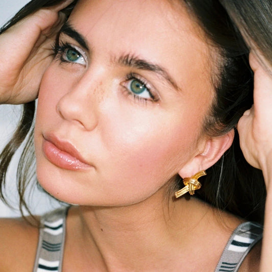 Fashion Striped Knotted Brushed Sier Niche Earrings