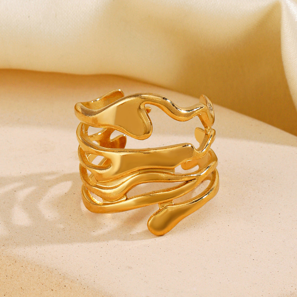 Women's Titanium Steel Fashion Irregular Lava Design Rings