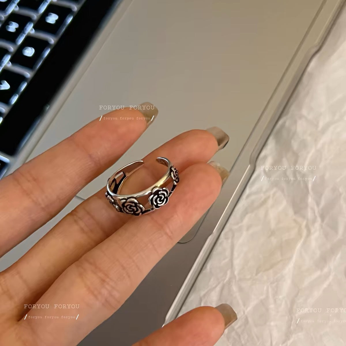 Rose Female Style Niche Design Open Rings