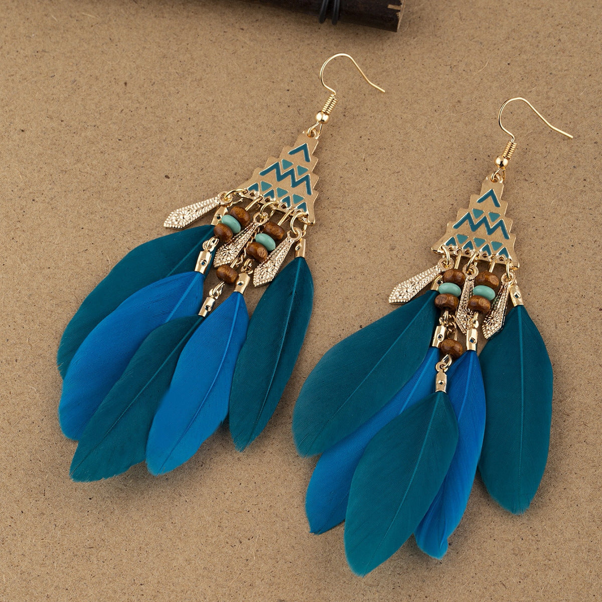 Eardrops Water Drop Feather Jewelry Retro Ethnic Style Earrings