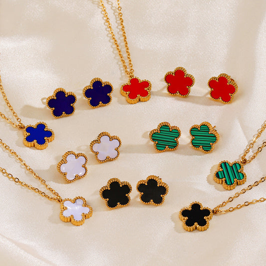Steel Flower Ear Simple Popular Color Jewelry Set