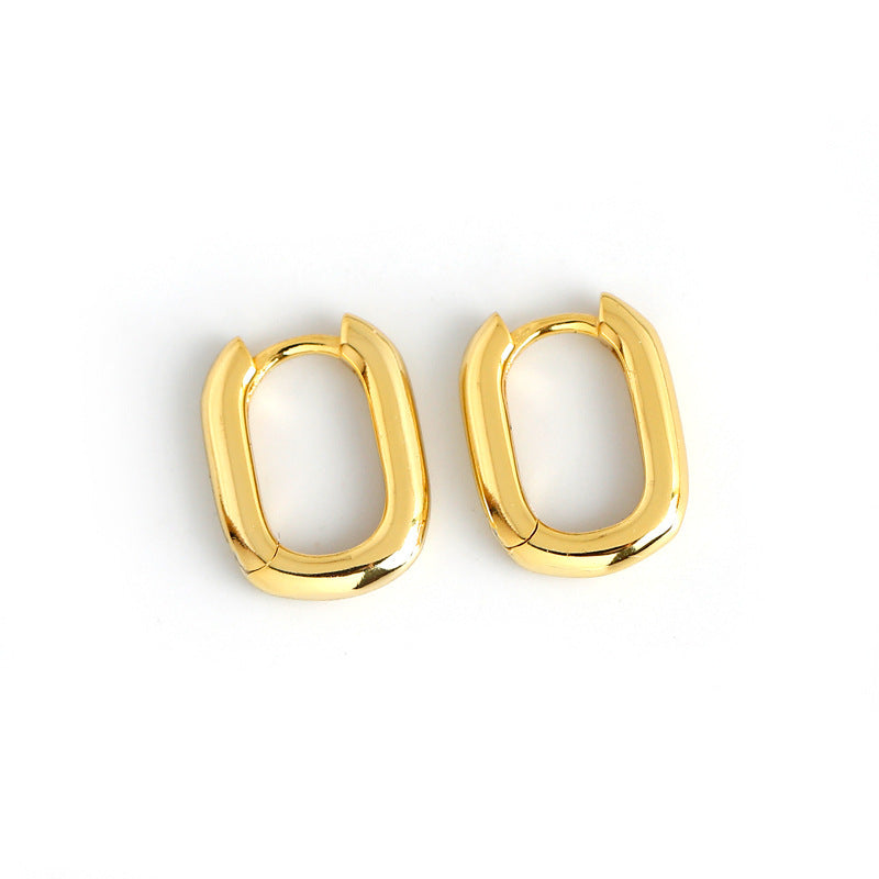 Women's Korean Style High-grade Geometric Ellipse Circle Ear Earrings