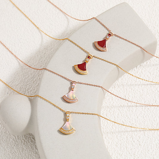 Korean Style Light Luxury Fan-shaped Small Skirt White Shell Necklaces