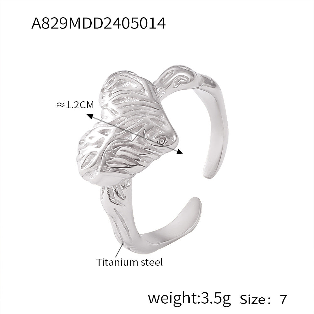 Temperament Inlaid Zircon Titanium Steel Gold Rings