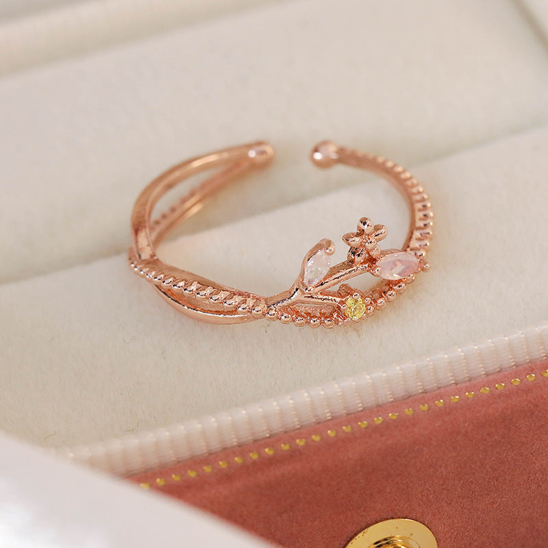 Micro Inlaid Zircon Niche Design Adjustable Rings