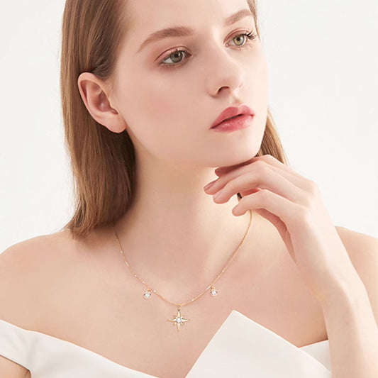 Women's Moissanite Hexagram Sterling Sier Starry Clavicle Necklaces