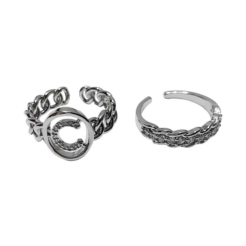 Temperament Open Two-piece Female Design Personality Combination Rings