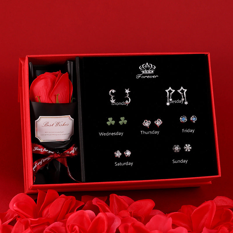 Needle Week Suit Micro Inlaid Zircon Fashion Valentine's Earrings