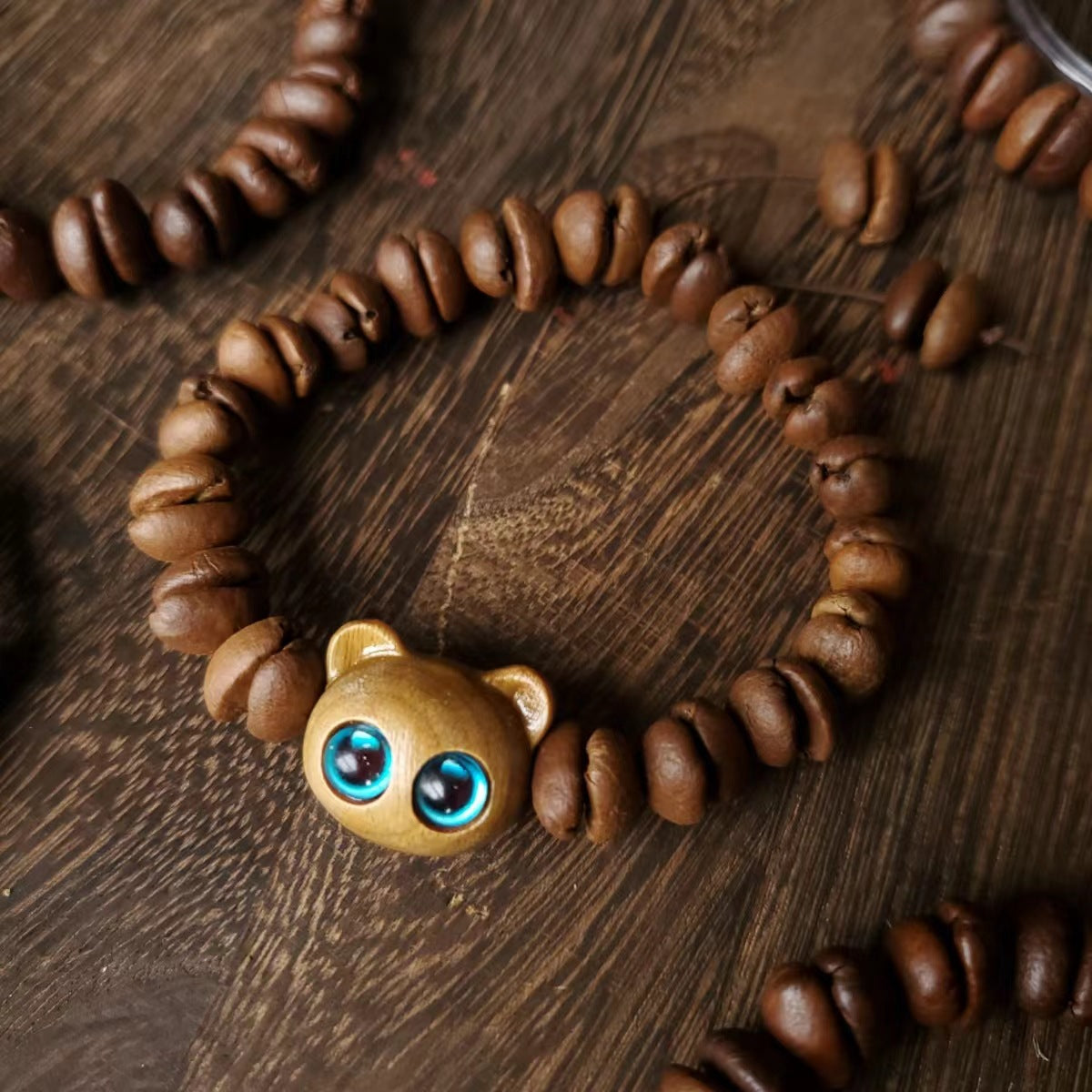 Coffee Bean Ebony Kitten Head Passion Fruit Seed Bracelets