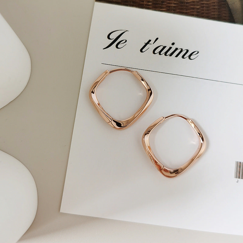 High-grade Simple Style Sier Ear Clip Eardrop Earrings