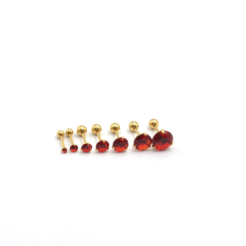 Steel Thread Ball Ear Bone Pin Earrings