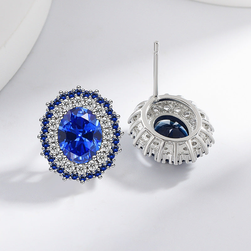Women's Live Broadcast Diamond Sapphire For Stud Earrings