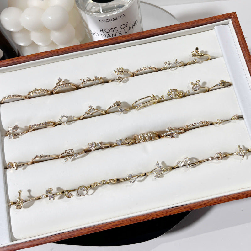 Zircon Bow Opening Adjustable Personality Minimalist Rings