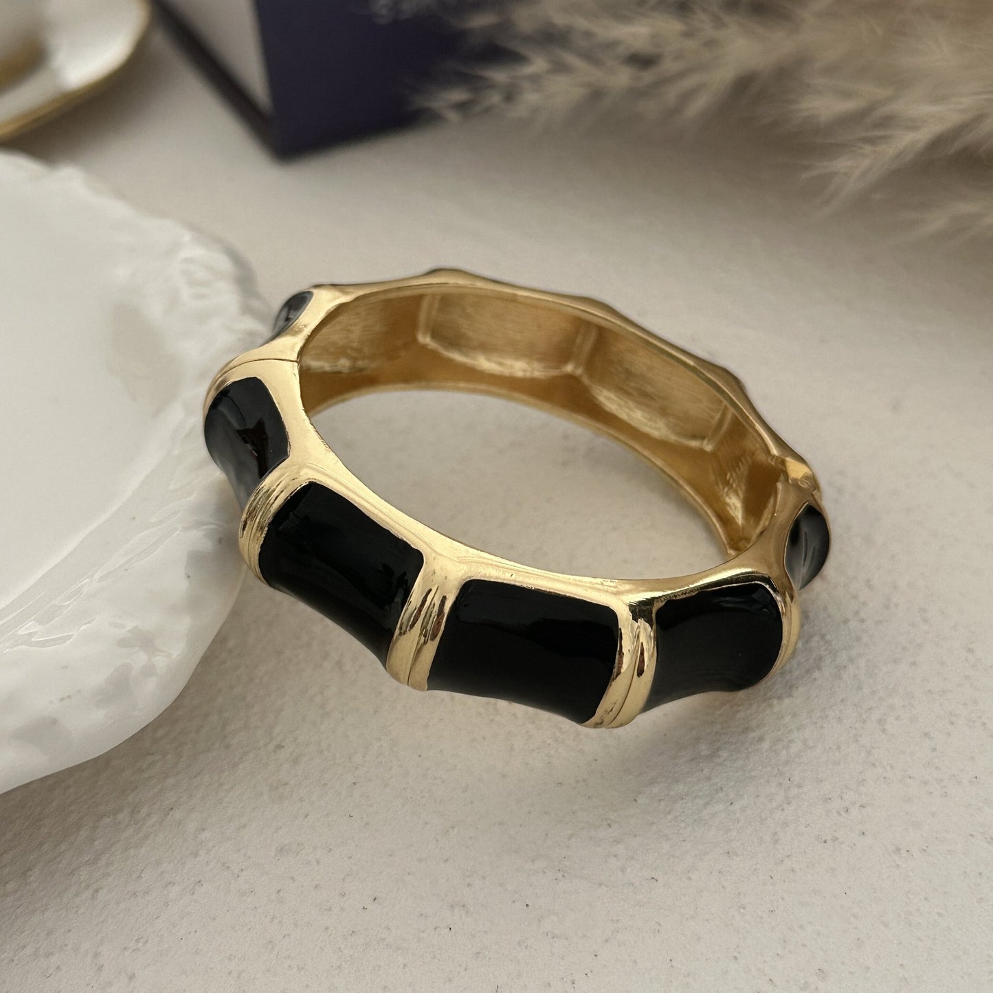 Women's Dripping Oil Open-ended Light Luxury Wave Bamboo Joint Twin Alloy Bracelets