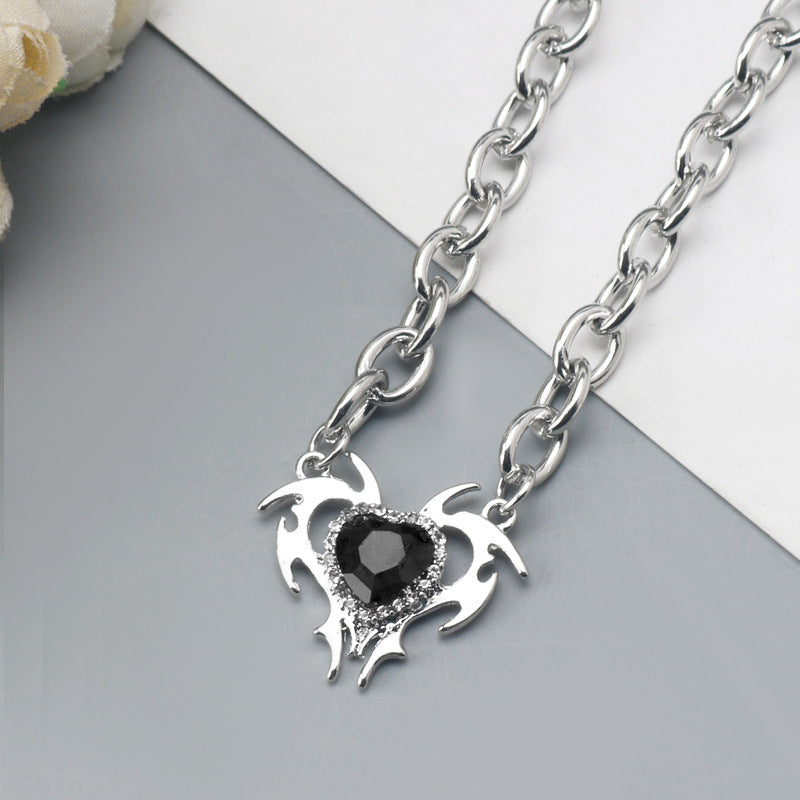 Fashion Ruby Love Heart-shaped Diamond Sweater Necklaces