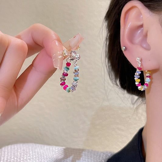 Dopamine Colorful Beaded Female High Sense Special Interest Personality Rings