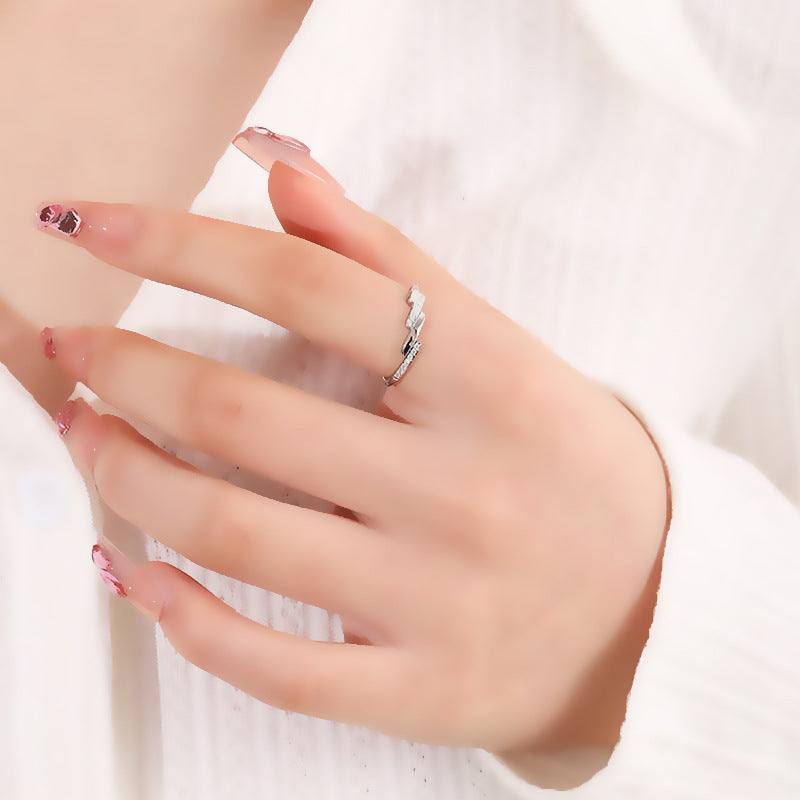 Elegant High-grade Oblique Row Micro Rhinestone Titanium Steel Female Rings