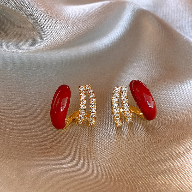 Women's Sier Needle Red Retro Affordable Luxury High-grade Earrings