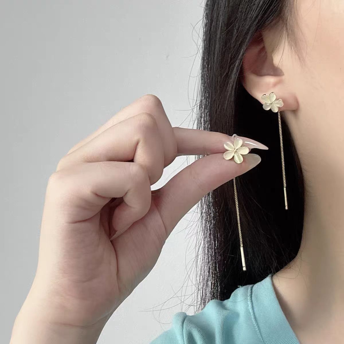 Flowers Tassel High-grade Simple Design Eardrops Earrings