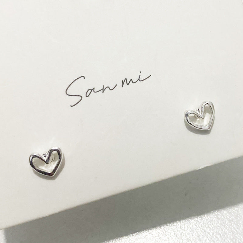 Fresh Plain Sier Plated Bow Female Small Simple Stud Earrings