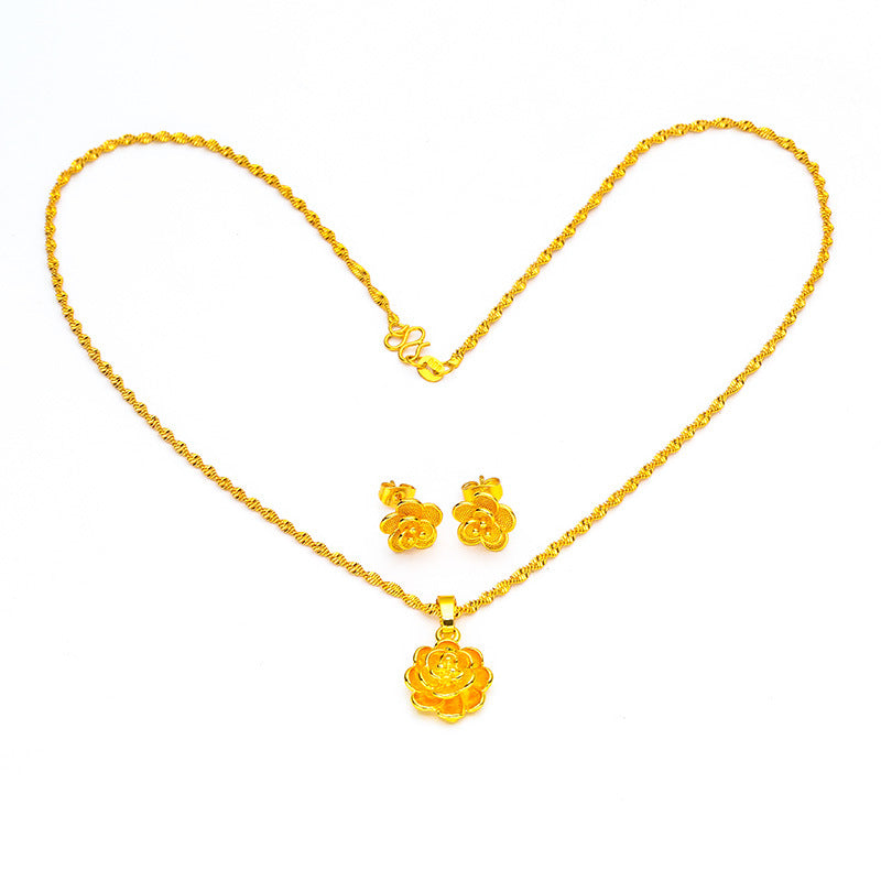 Women's Vietnam Placer Gold Fashion Sand Flower Eardrops Decorative Earrings
