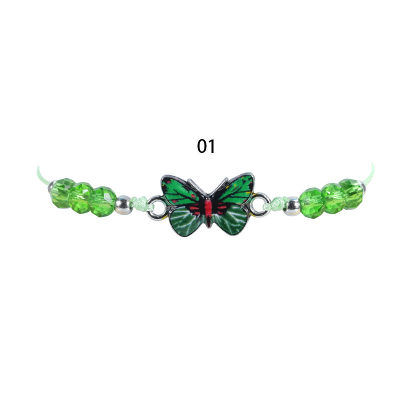 Crystal String Beads Butterfly Summer Woven Bracelets