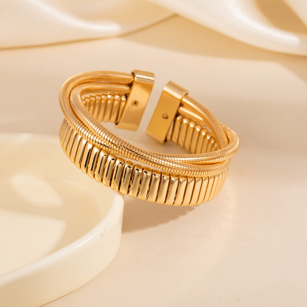 Women's Open-ended Exaggerated Personalized Winding Vertical Stripes Elastic Refreshing Bracelets