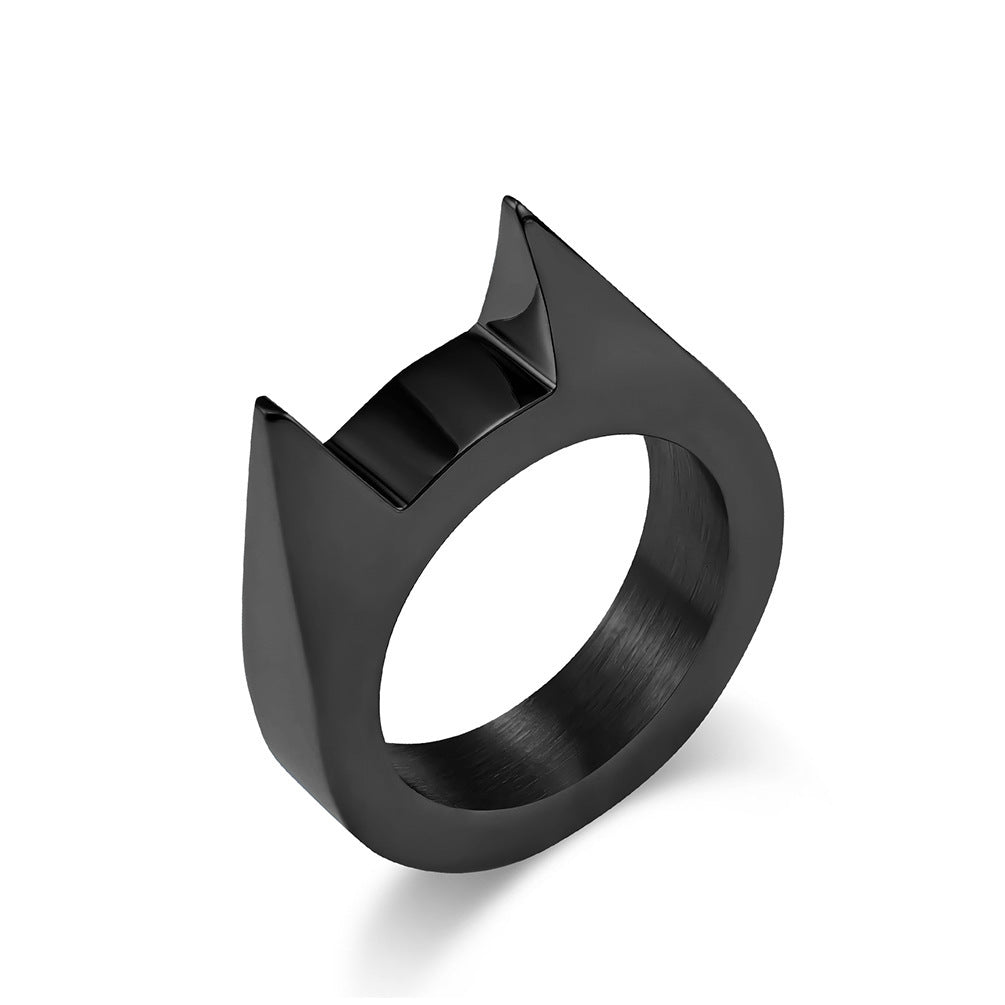 Men's Spiked Cat Ear Self-defense Broken Window Titanium Rings